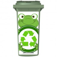 Cute Recycling Frog Wheelie Bin Sticker Panel